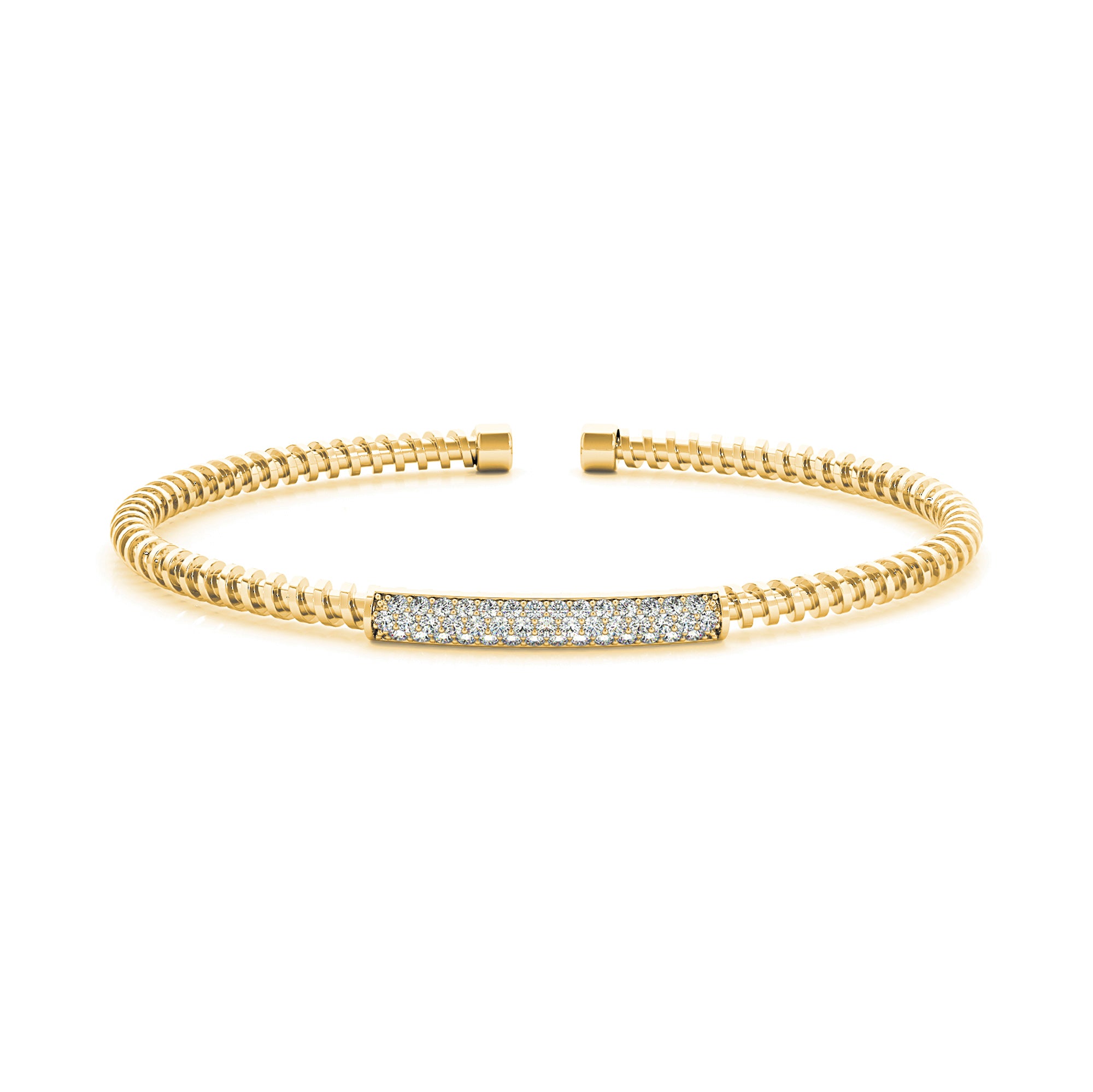 Screw Design 0.50 ctw Round Diamond Cuff Bangle Bracelet-VIRABYANI